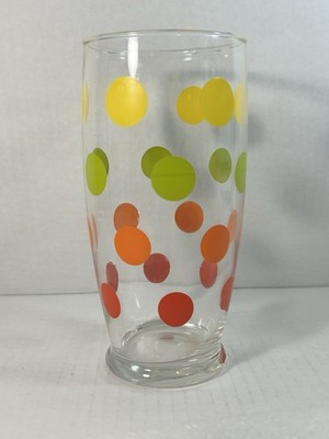 Vintage Polka Dot Yellow Orange Red Iced Tea Lemonade Drinking Tumbler Glass
