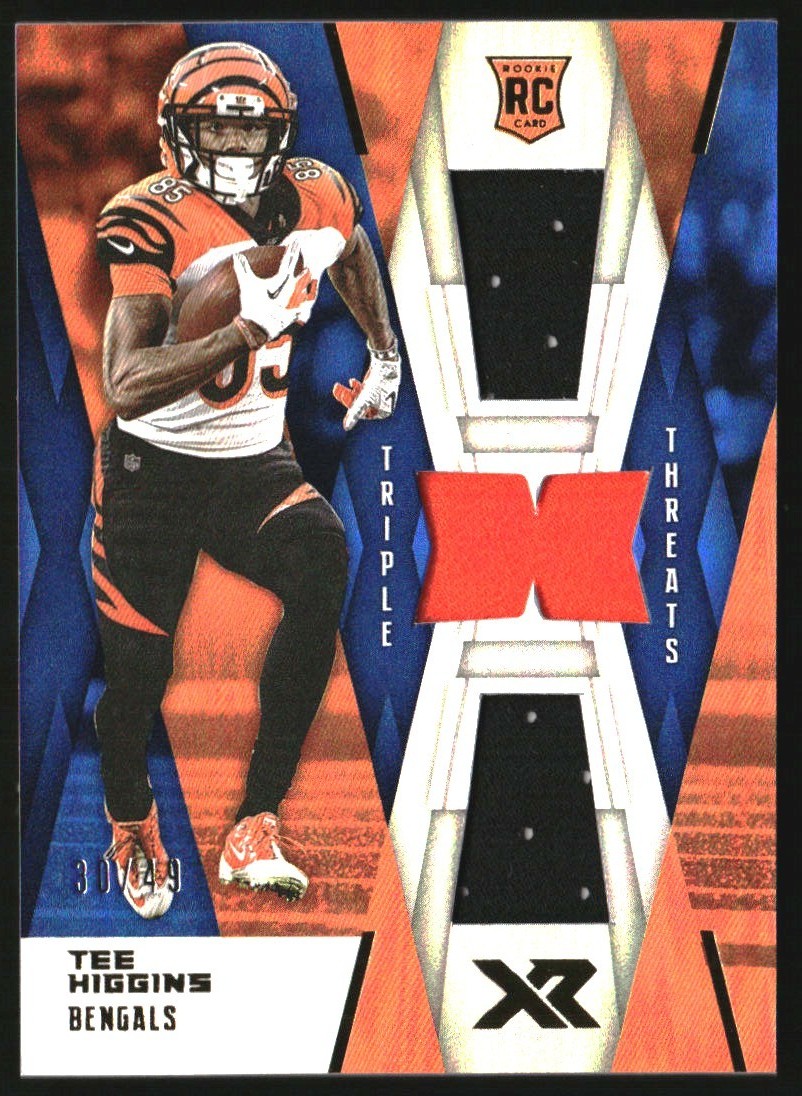 Tee Higgins Panini XR Rookie Triple Threats Materials #RTMTH Blue