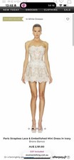 Bronx and Banco Paris strapless lace and embellished dress in ivory. Size S.