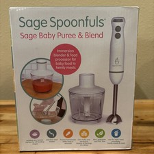 Sage Spoonfuls Puree  Blend Baby Food Immersion Blender  Processor - White New