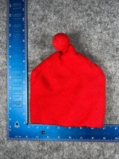 Charle Walks Beanie Toque Youth Baby One Size Red Knit 100 Wool Heavyweight Pom