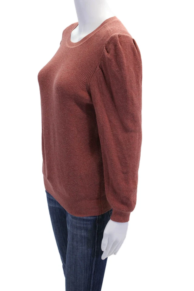 Suéter de algodón de otoño cachemir para mujer manga 3/4 cuello redondo rosa oscuro pequeño Foto 2 de 4