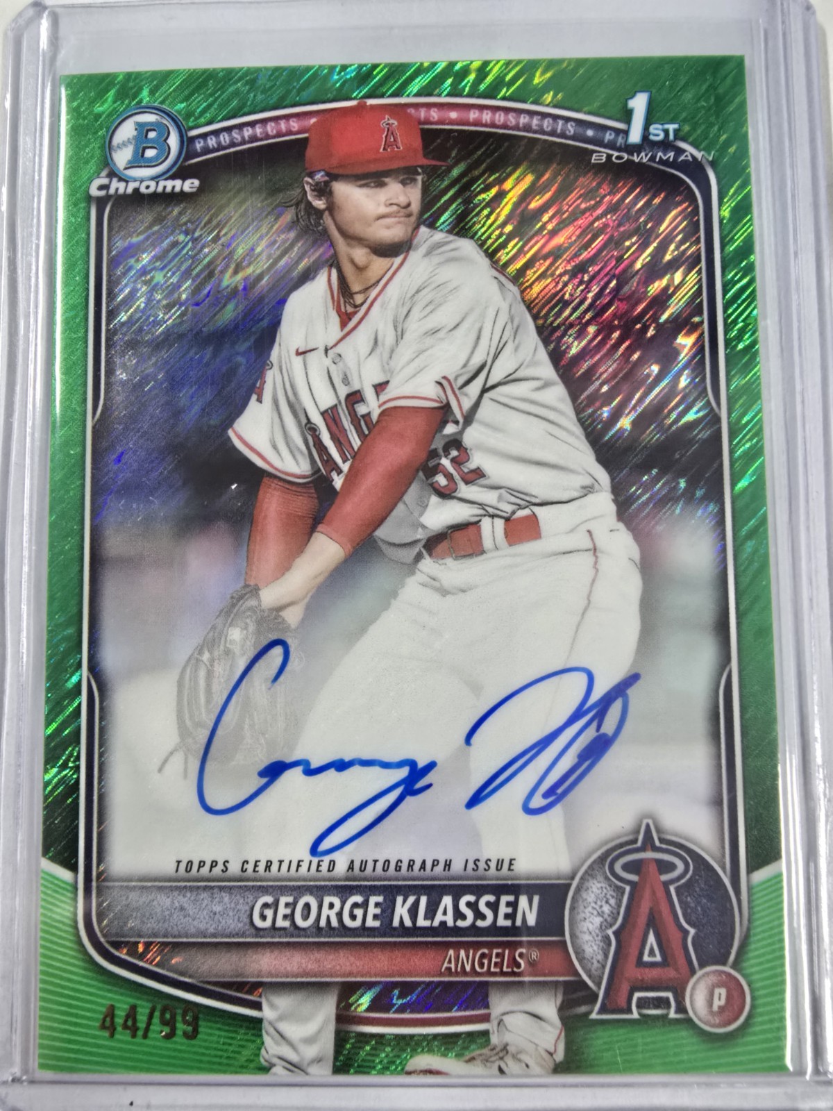 2025 Bowman George Klassen Chrome Auto 1st Green Shimmer Refractor /99