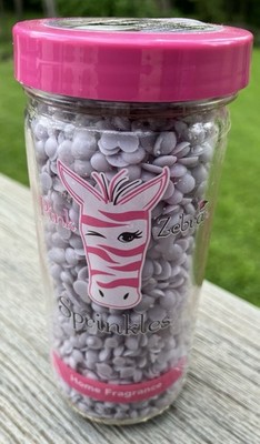 Pink Zebra Twilight Rum Scent Fragranced Bead Sprinkles Barely Used 3.75 oz. Jar