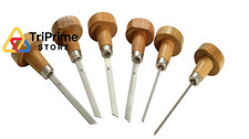 High Speed Steel 6pcs Stone Setting Graver Set Engraving Tool Set WOODEN