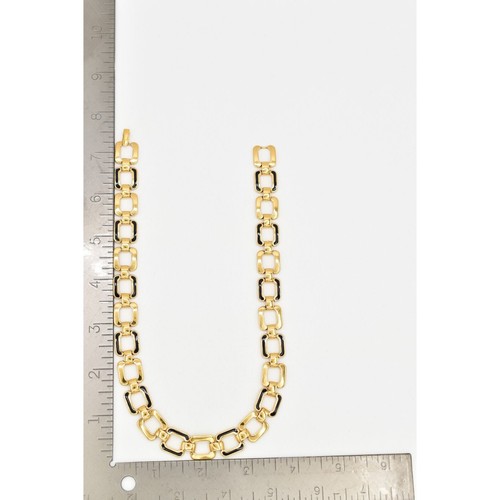 Monet Vintage Halsband Halskette schwarz Emaille Gliederkette gold klobig signiert BinL - Bild 12 von 12