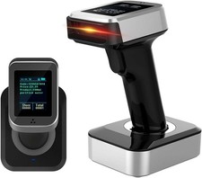 Symcode 2D QR Bluetooth Barcode Scanner w/Screen Display Charging Base 3 in 1