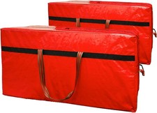 2 Pack 7FT Christmas Tree Storage Bag Waterproof Red Zipper Handles Art