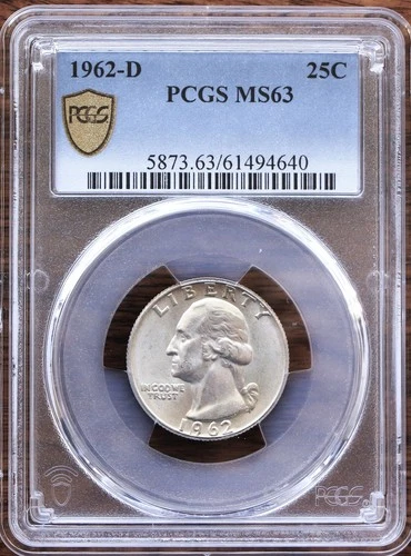 1962-D WASHINGTON QUARTER PCGS MS63 - 90% SILVER