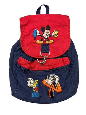 DISNEY-STORE Blue/Red MICKEY MOUSE BACKPACK Goofy Donald Duck School Hike Bag