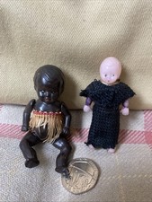 Two Vintage Tiny Baby Dolls In VGC Both In Original Condition And Dress 1 Black