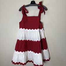 Fantastic Fawn Dress Large Candy Cane Stripe Flowy Tie Shoulders New With Tags