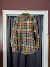 VIYELLA Plaid Made In USA Cotton/Wool Brushed Button-down Shirt M