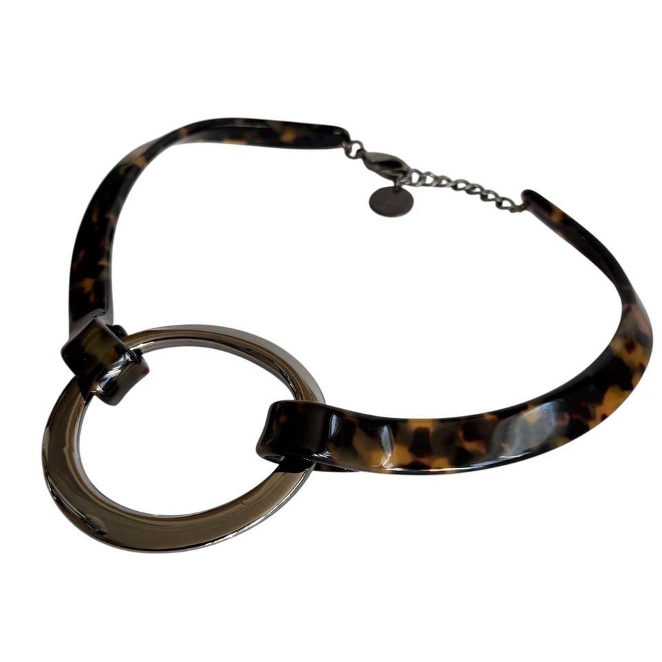 PONO Италии черепаха смолы заявление ожерелье модернистский Gunmetal кольцо подвеска - Изображение 4 из 4