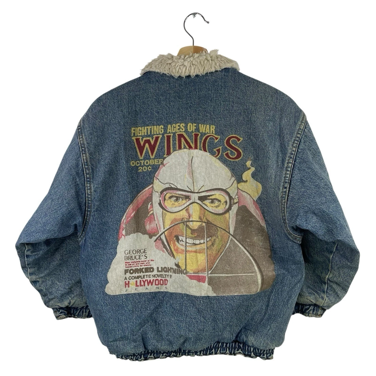 VTG Flight Aviator Aviation Sherpa Jacket Wings War Woman's Graphic Sherpa Small