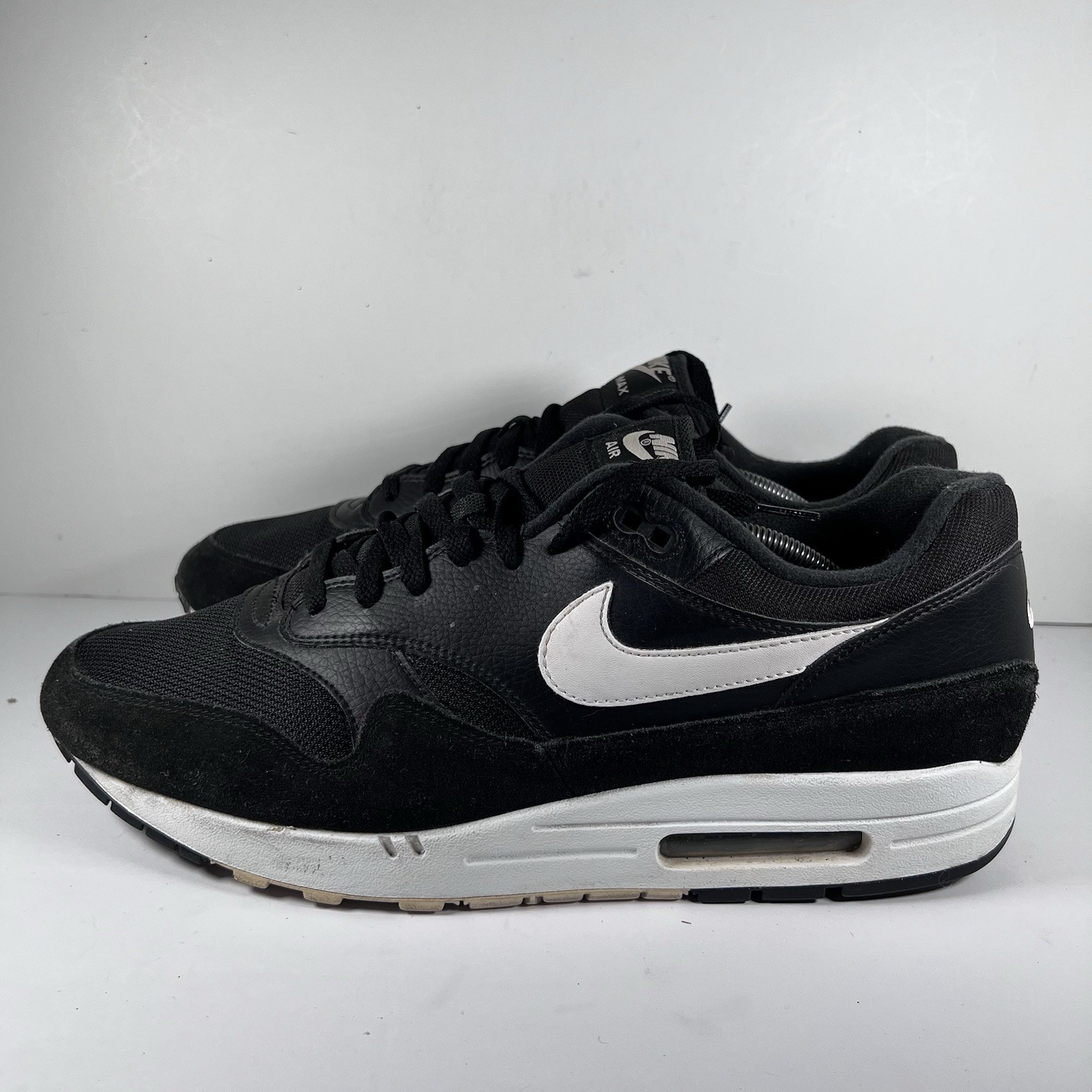 Nike Air Max 1 Black/White Lace Up Athletic Shoes Sneakers Men's 14 AH8145-014 thumbnail 3