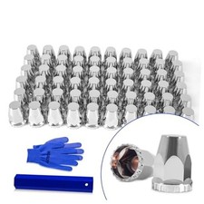 60Pcs Lug Nut Covers 33mm Thread-on Nut Covers for Semi Trucks Flat Top 60 PCS