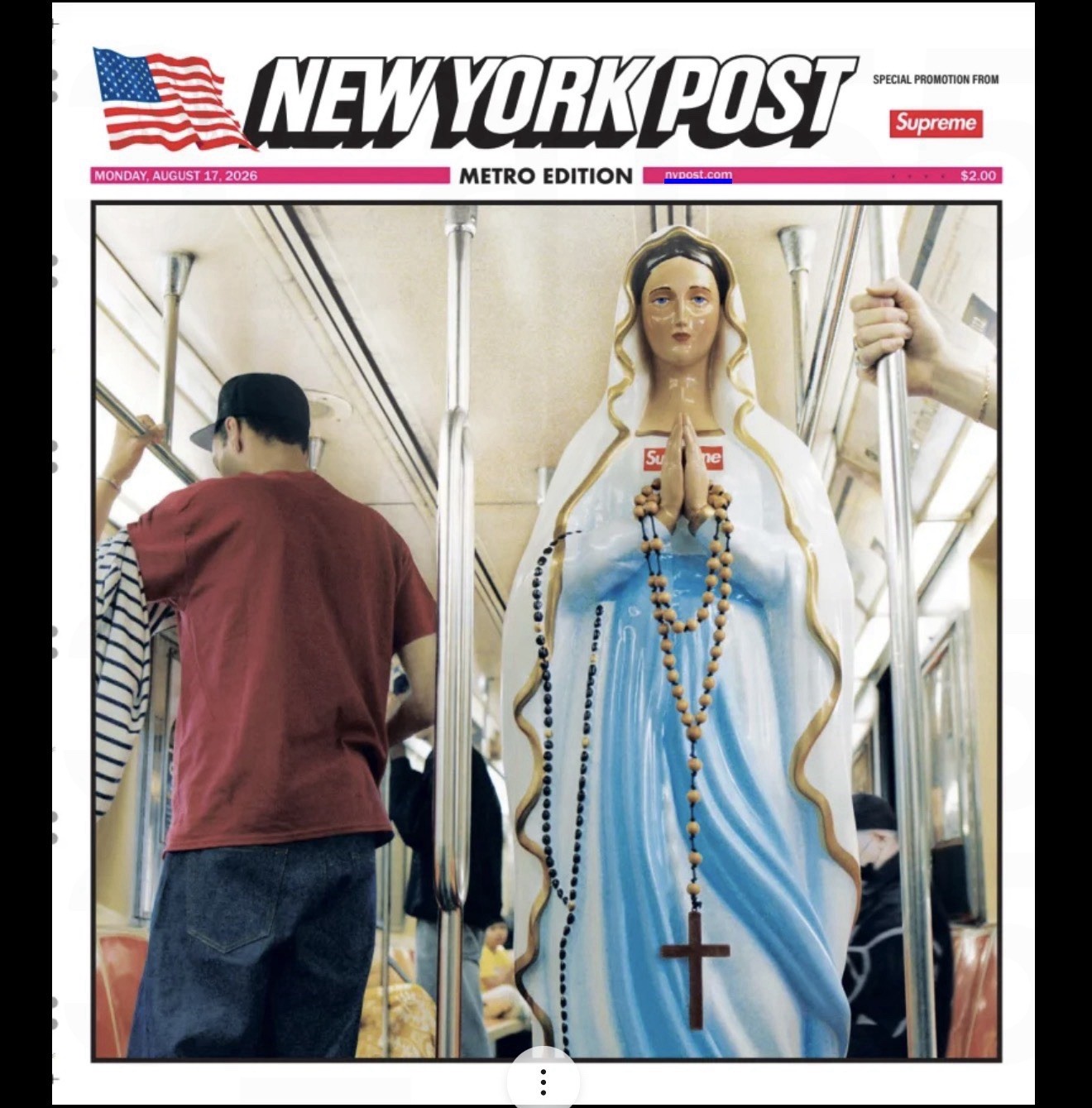 SUPREME New York Post Metro Edition Aug 17 2026 Newspaper “Deliver Us From Evil”