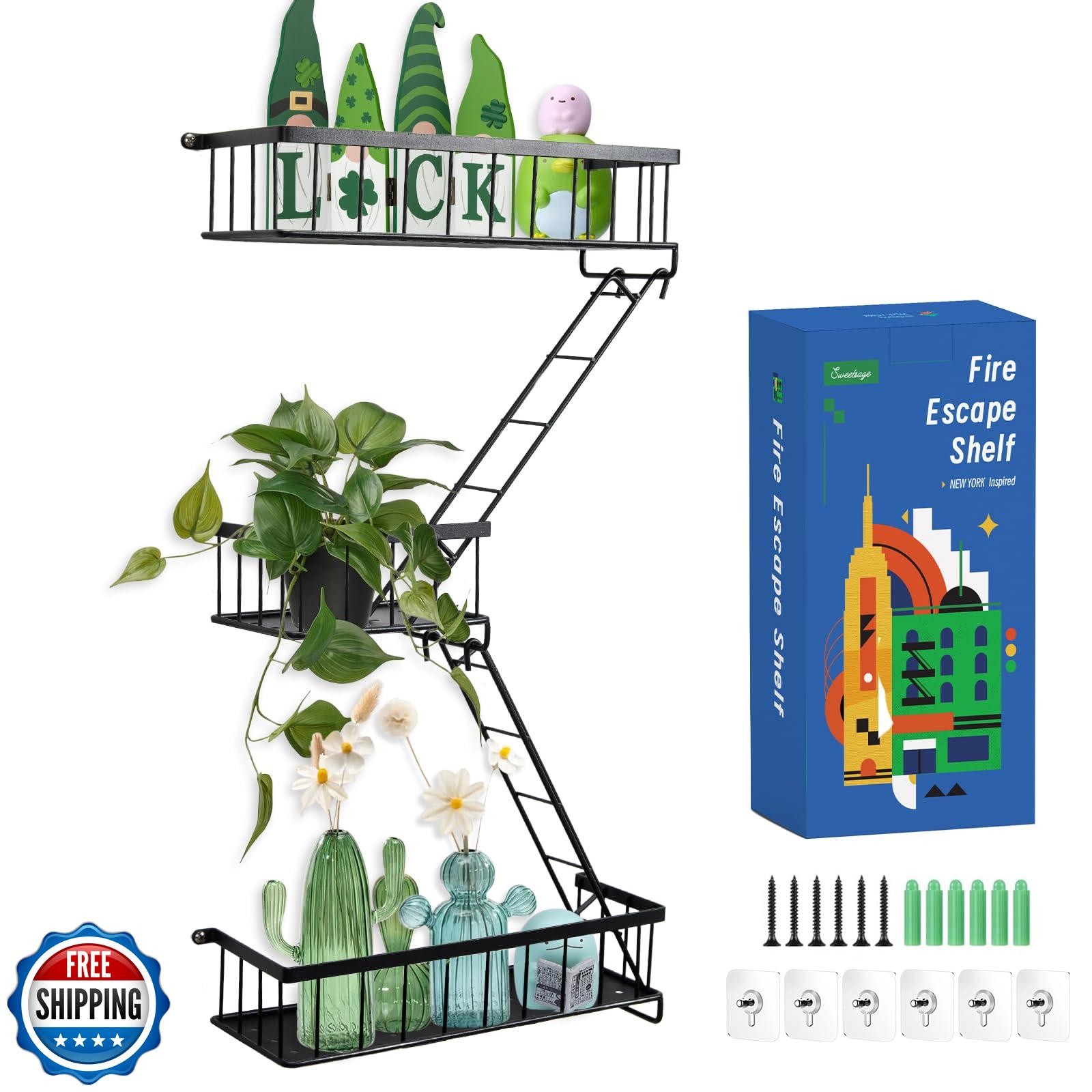 SweetSage Modern Fire Escape Wall Shelf for Stylish City Decor
