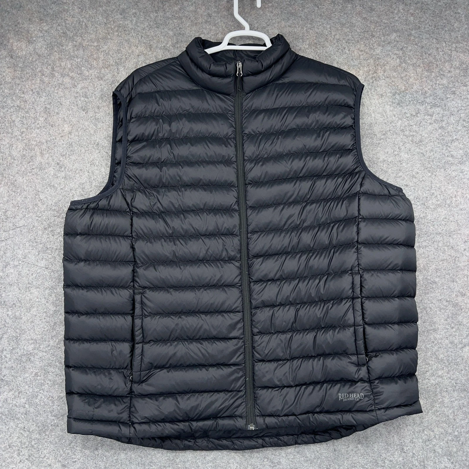 Red Head Vest Mens 2XL Black Down Puffer Full Zip Lightweight Outdoor Hiking