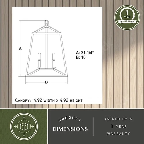 VAXCEL P0310 Hayes 4 Light Black Farmhouse Cage Pendant Lantern - Picture 3 of 9