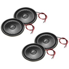 4 Pcs 1W 8 Ohm Small Speakers Metal Round Speaker with Wires, 45x5mm Black