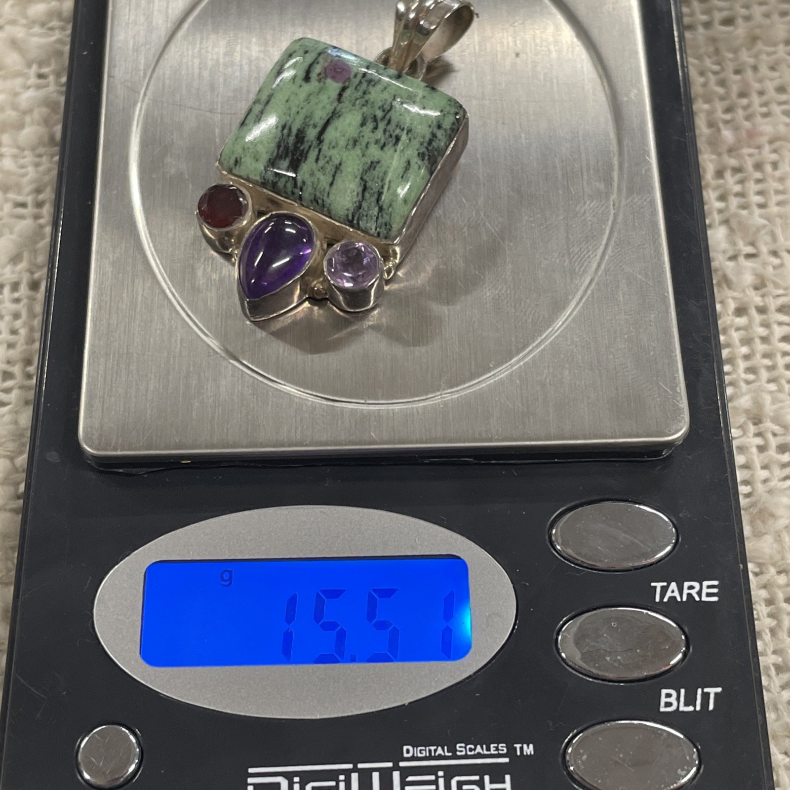 Sterling Silver 925 Square Ruby Zoisite Stone & M… - image 6