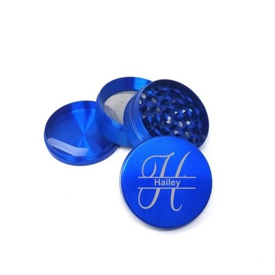 Personalized Engraved 4-Layer Blue Herb/Spice Grinder with Screen & Scraper Tool