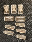 Lot of 10 One - 1 gram Ea. .999 Pure Silver Bars Rounds - Mix Of Designs #0997