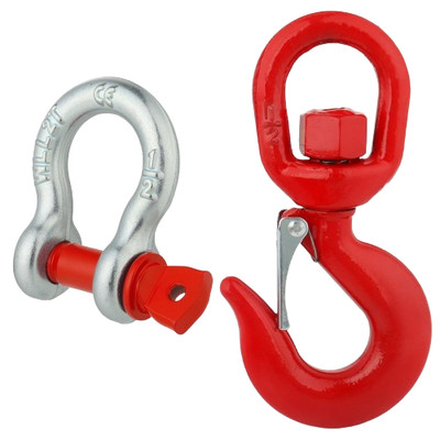 WENHUALI 2 Ton Swivel Lifting Hook with 1/2'' D Ring Shackles, Heavy Duty Alloy 