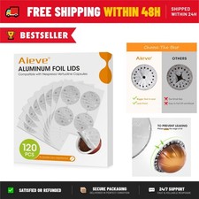 AIEVE 120 Pcs Aluminum Foil Seal Lids for Reusable Nespresso Vertuo Pods