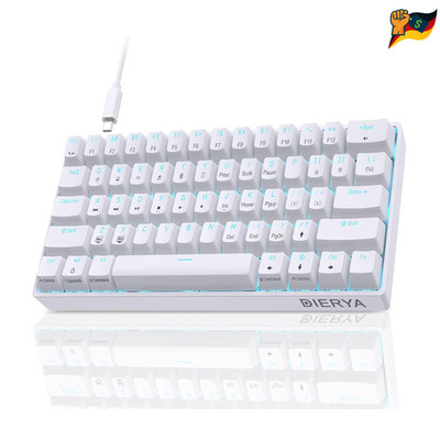 Dierya DK61SE Gaming Tastatur, 61 Tasten, Rote Schalter, QWERTY, USB-C, Weiß