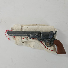 VTG 1950s Marx Miniature Colt 45 Style Revolver Metal Toy Gun Leather Holster 4"