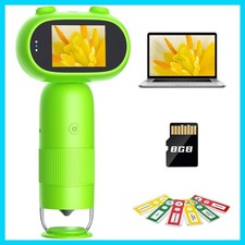 Pocket Microscope for Kids with 2inch IPS Screen, 16MP Mini Digital Microscop...