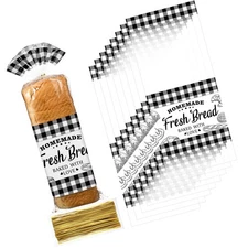 Containlol 50 Pack Bread Bags for Homemade Bread with Twist Ties, Clear Plast...