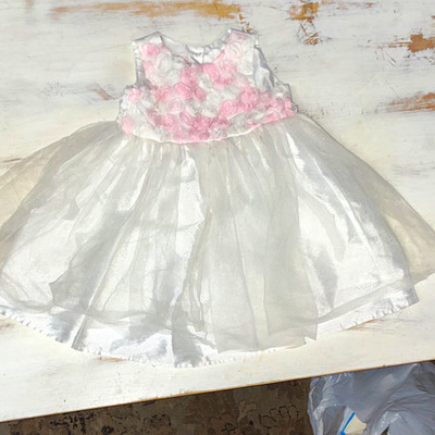 Marmellata Classics Girls 24M White Pink Floral Fit & Flare Party Dress