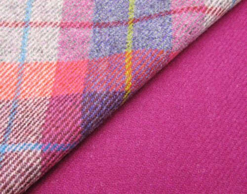2 Piece Harris Tweed Craft Bundle with Label - Deep Pink Tartan - Picture 5 of 6