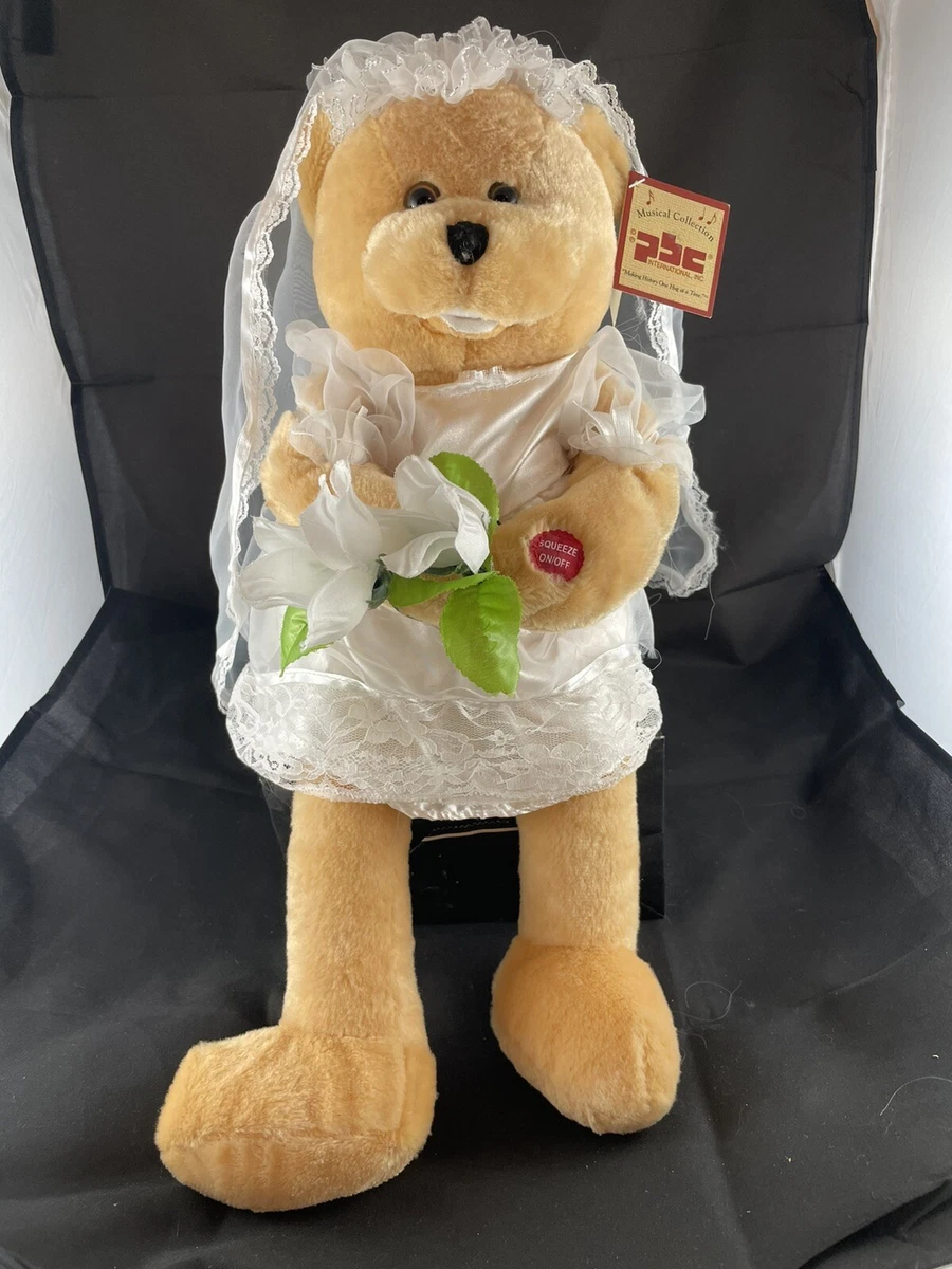 PBC International Bride Bear Singing Plush Doll Sings Going To The