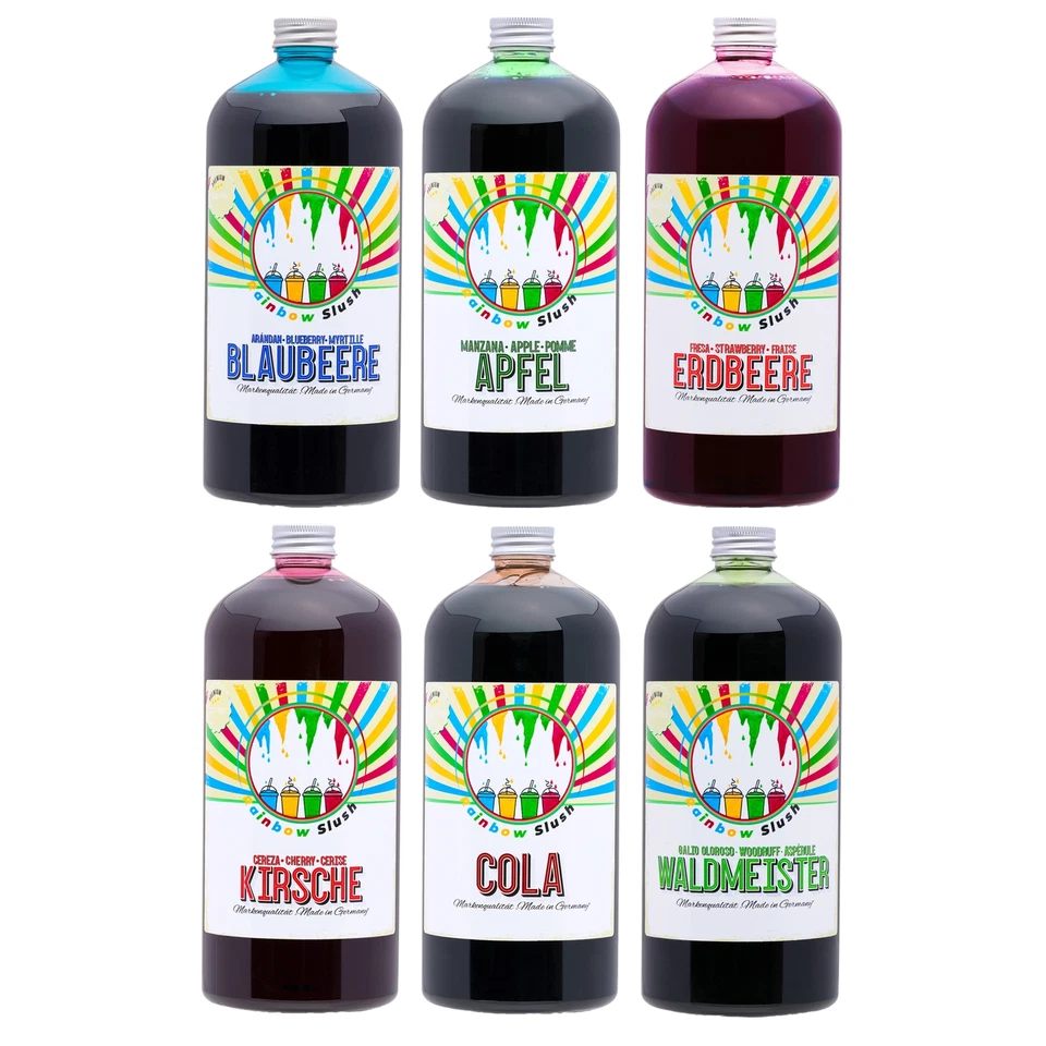 Rainbow Slush Sirup AZO FREI | 6x1 Liter Flasche | Konzentrat für Slushy Maker