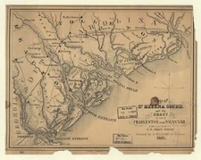 20" x 24" 1861 Map of St. Helena Sound, and the coast between Charleston