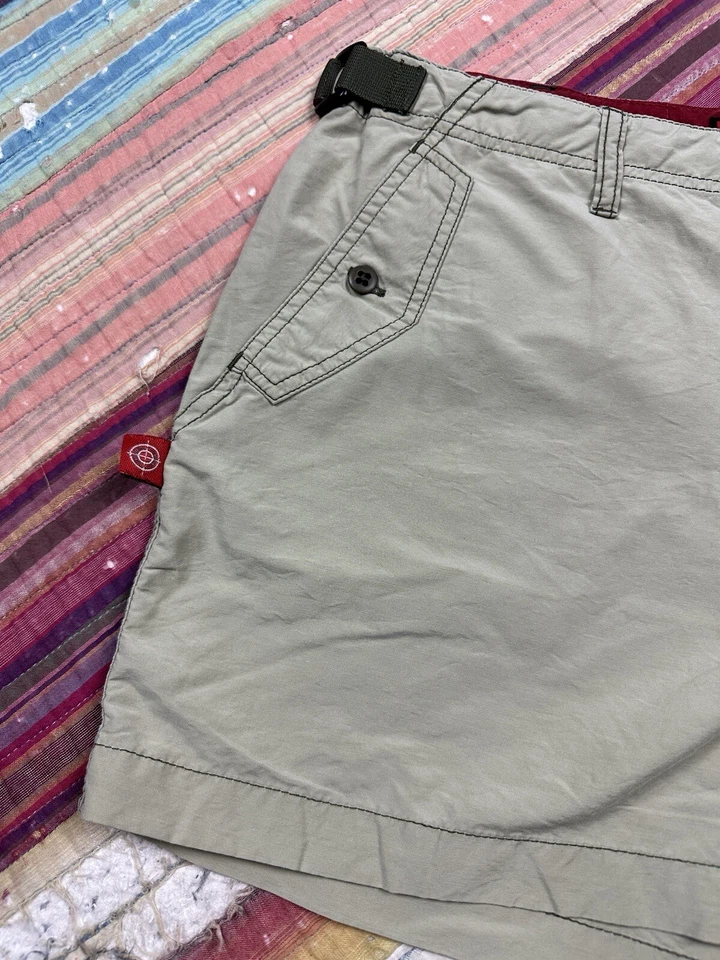 Y2k Code Bleu Women’s Tan Paratroop Beige Cargo Shorts Waist Straps 32” W Sz 13 - Image 3 of 4