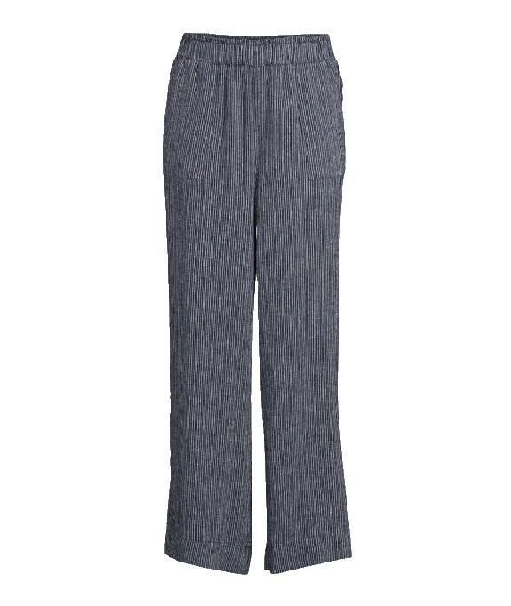 Pantalones a rayas de lino talla grande para mujer