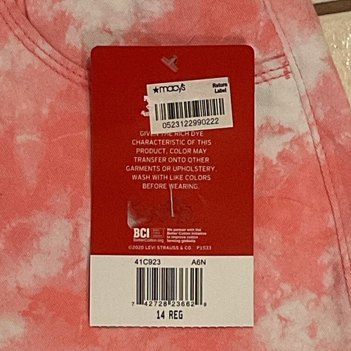 Levi’s Shortalls Pink & White Swirl Bib Overall Shorts Size 14 reg - Picture 5 of 14