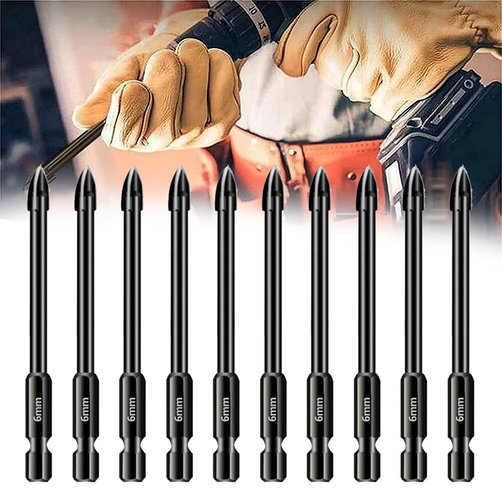 10x Tile Porcelain Drill Bit Marble Ceramic Glass Brick Shank Hex Spear Head,6mm