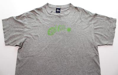 90s STUSSY ~GREEN MACHINE~ SINGLE STITCH TEE~USA MADE~ XL ~BLUE