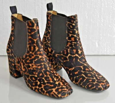 NEW Frame ELLIDY Pony Ankle Boots Leopard Calf Hair Brown Black