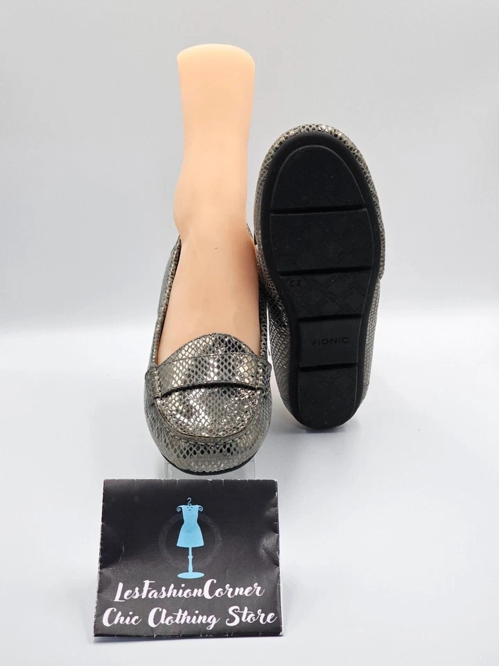 Mocasines Larrun escalofríos de piel de serpiente plateados Gunmetal talla 8 2511 nuevos sin caja Foto 4 de 4