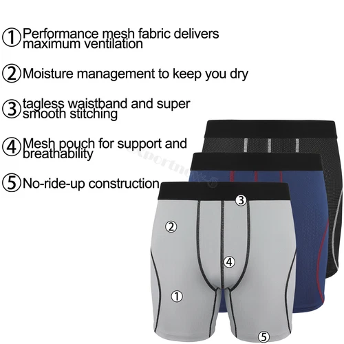 Calzoncillos boxer cómodos de ajuste flexible ultra suaves elásticos de pierna larga para hombre, paquete de 3 - Imagen 3 de 22