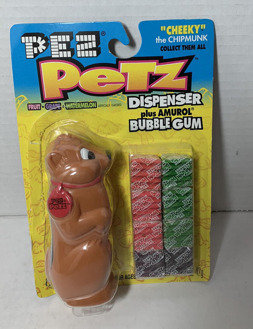 PEZ Petz Dispenser BUBBLE GUM “cheeky” The Chipmunk Set 1998 in