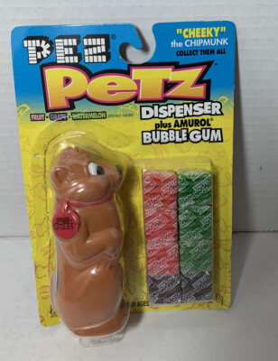 PEZ Petz Dispenser BUBBLE GUM “cheeky” The Chipmunk Set 1998 in
